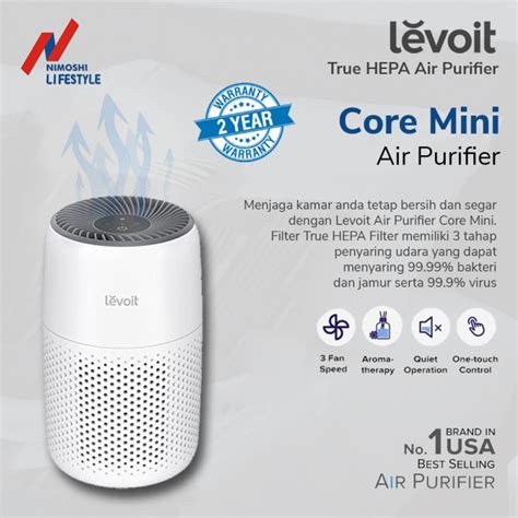 Jual Pure Levoit Core Mini Air Purifier True Hepa Filter Aromaterapi