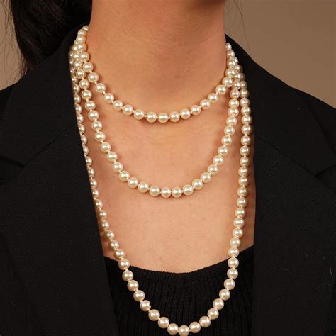 Amazon Yertter Vintage Long Pearl Necklace S Gatsby