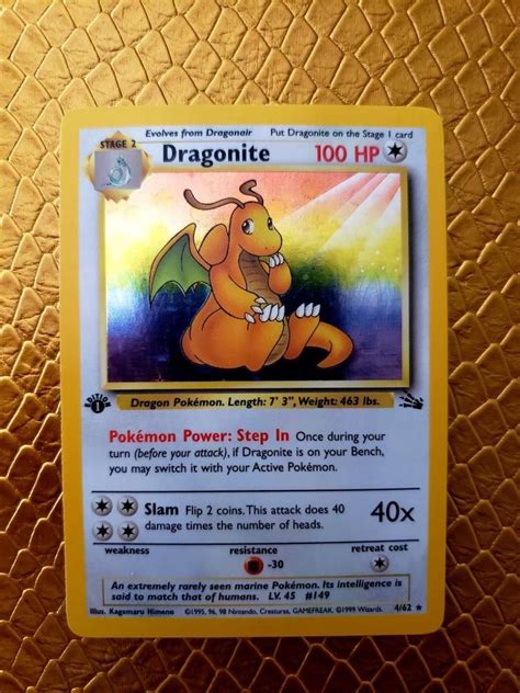 1st Edition Fossil Dragonite Holo Rare 4 62 Pokémon Cards for Sale in