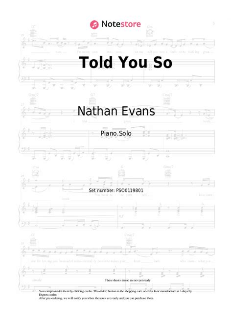 Told You So Piano Sheet Music Nathan Evans In Note Piano