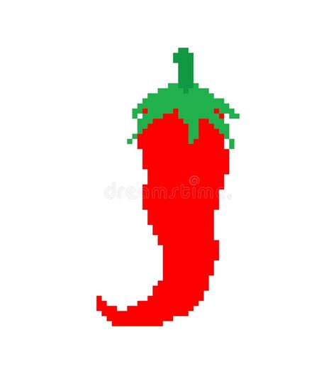 Hot Red Pepper Pixel Art 8 Bit Very Hot Chili Pepper Stock Vector Illustration Of Chili