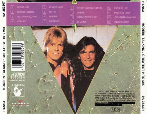 Car Tula Trasera De Modern Talking Greatest Hits Mix Portada