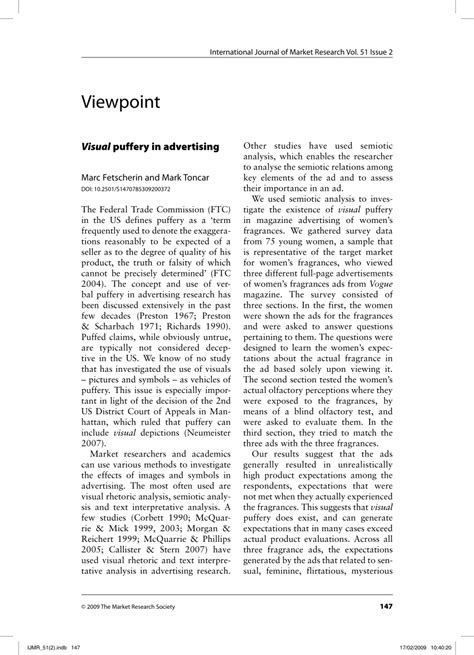 (PDF) Viewpoint - Visual Puffery in Advertising