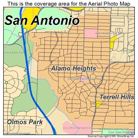 Aerial Photography Map of Alamo Heights, TX Texas