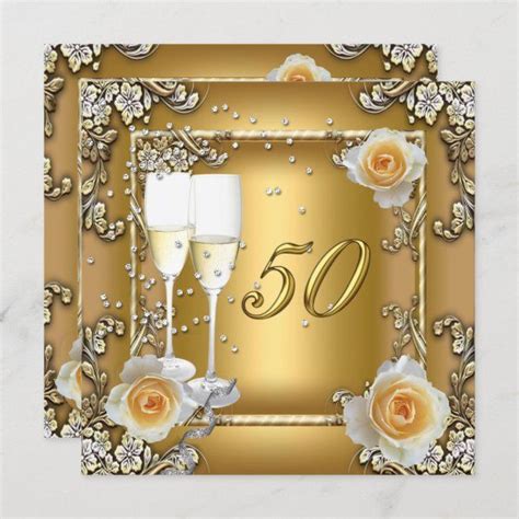 Elegant Gold 50th Wedding Anniversary Party Invitation Zazzle 50th