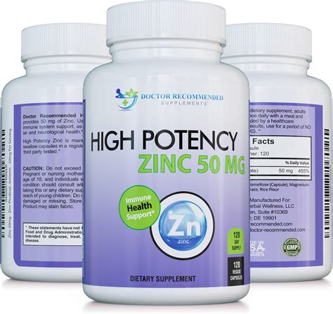 Zinc 50mg Zinc Picolinate Immune Health Support Supplement 120 Veggie Capsules For