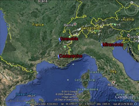 location of the test site: Cadarache and Grenoble in France and ...