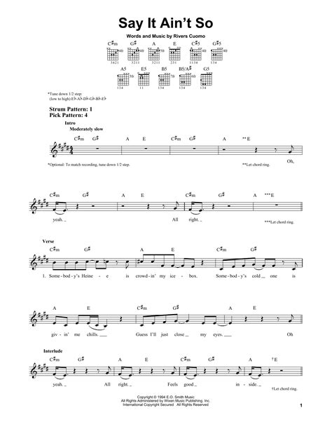 Say It Ain T So By Weezer Sheet Music For Easy Guitar At Sheet Music Direct