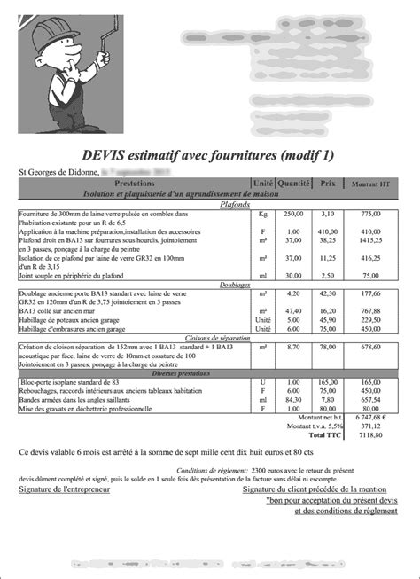 Exemple De Devis Plaquiste Prix Travaux Plaquisterie