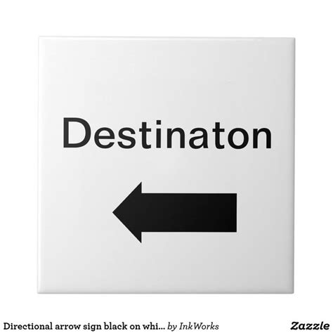 Directional arrow sign black on white | Arrow signs, White ceramic ...