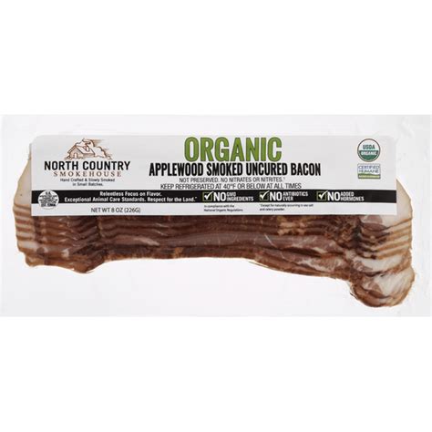 North Country Smokehouse Bacon Organic Applewood Smoked Uncured 8