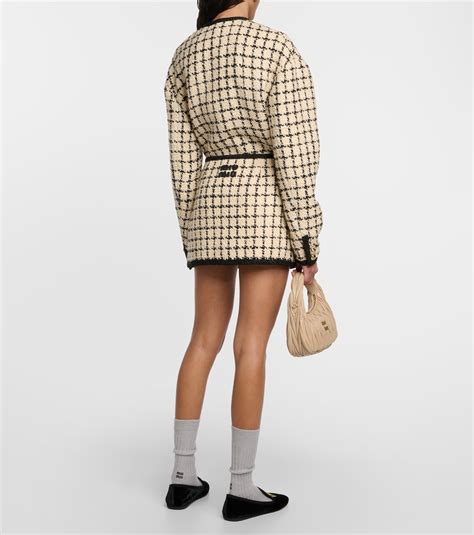 Checked Wool Blend Boucl Miniskirt In Multicoloured Miu Miu Mytheresa