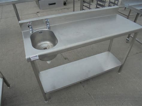 Stainless Steel Single Sink Table 130cmw X 50cmd X 85cmh H2 Catering Equipment