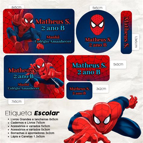 Etiqueta Escolar Digital Homem Aranha Elo Produtos Especiais