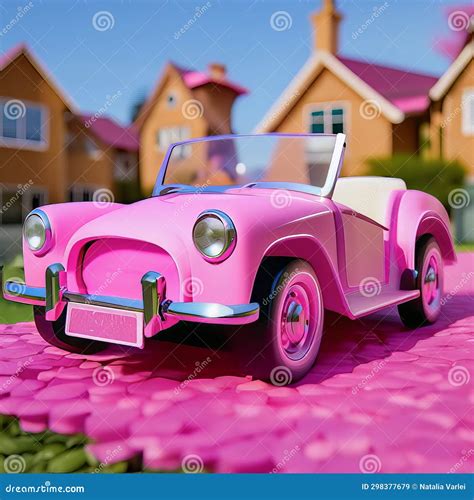 Barbie Style Pink Car on the Street Stock Image - Image of american, cartoon: 298377679