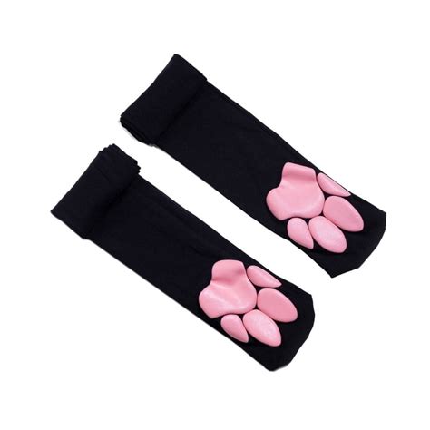 Pink Cat Paw Thigh High Stocking Cosplay 3d Paw Pad Socks Kitten Paw