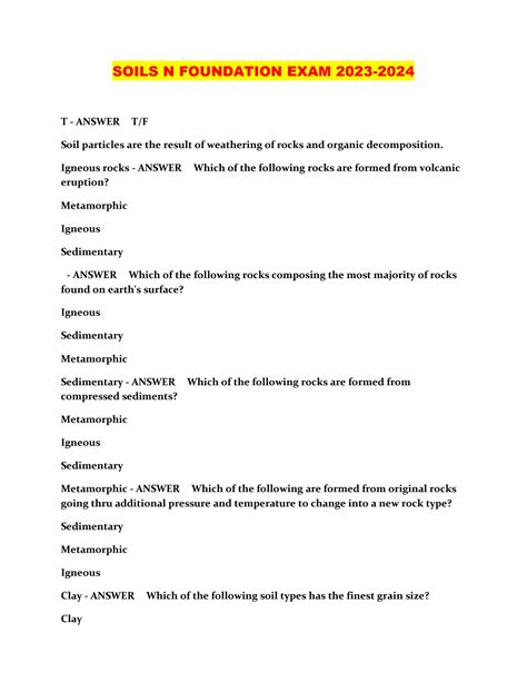 SOLUTION Soils N Foundation Exam 2023 2024 Studypool