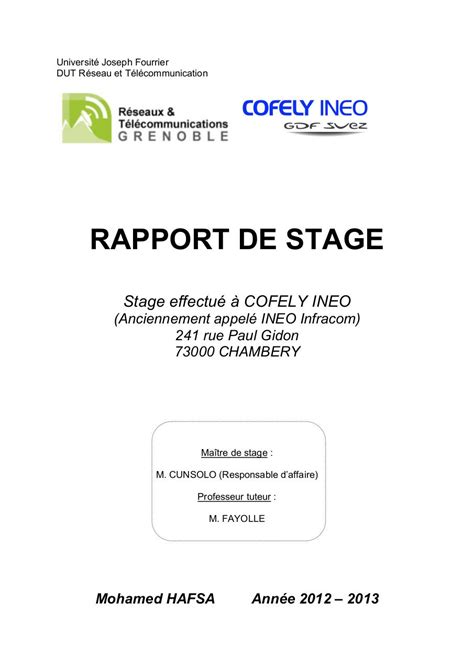 exemple de rapport de stage dans un bureau d étude