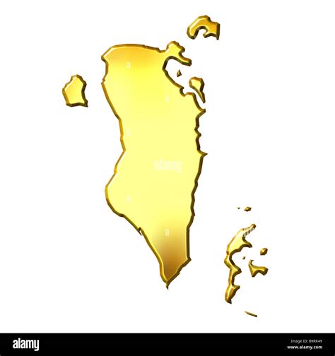 Bahrain 3d Golden Map Isolated In White Stock Photo Alamy