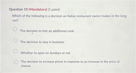 Solved Question 10 Mandatory 1 ﻿pointwhich Of The