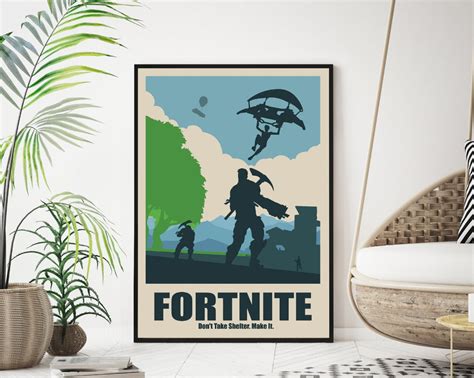 Fortnite Framed Wall Art Print Gaming Poster Kids T Etsy Wall