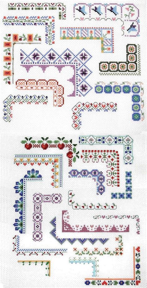 Cross Stitch Pattern With Different Designs And Colors