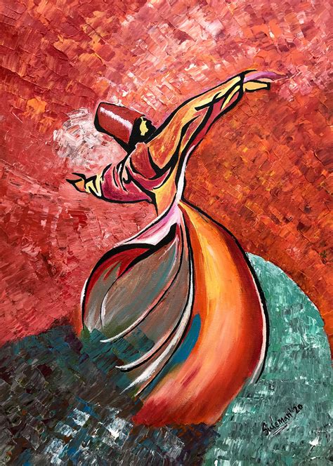 Original Rumi Whirling Dervish Painting Nature Art Painting Painting