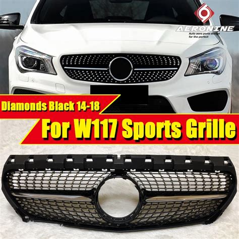 For Mercedes MB X117 C117 W117 CLA Sport Bumper Front Diamonds Grille