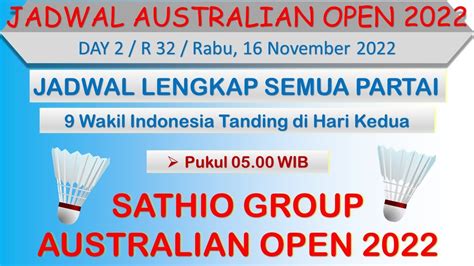 Jadwal Australian Open Day R Wakil Indonesia Tanding