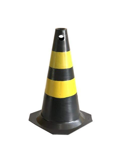 Cone Pvc Rígido 50 Cm Preto E Amarelo Plastcor