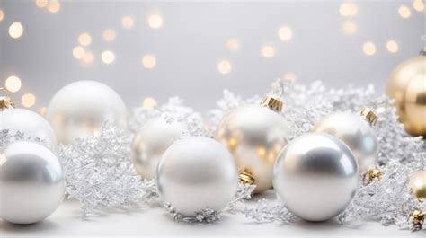 Premium Photo | A Festive Collection of White and Gold Christmas Ornaments