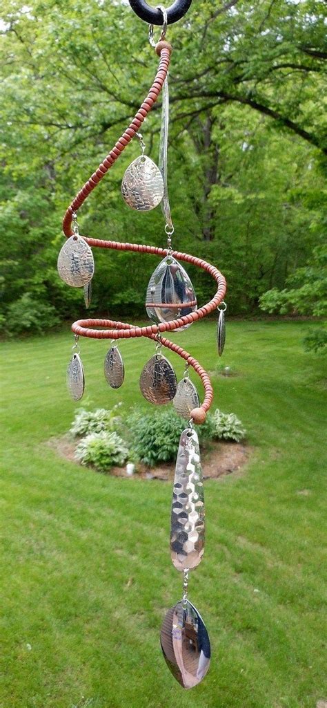 Wood And Silvertone Fish Motif Wind Chimemobile By Chloes Creations