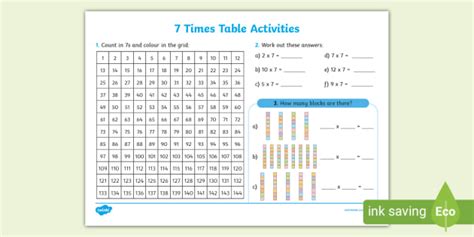 Seven Times Table Worksheet Ks2 Maths Teacher Made