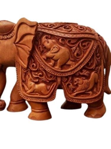 Wood Wooden Carving Elephant At Best Price In Jaipur Vimla Handicrafts