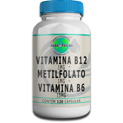 Vitamina B12 1mg Metilfolato 1mg Vitamina B6 15mg 120 Cápsulas De Tapioca Sublingual