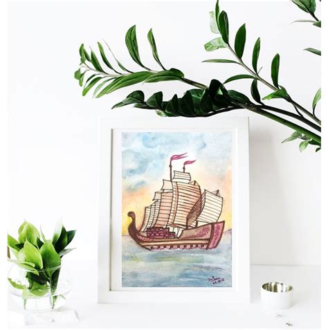 Vintage Chola Navy Ship Watercolor Painting/vintage Ship | Etsy