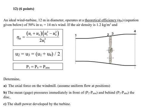 Solved 12 6 Points An Ideal Wind Turbine 12 M In