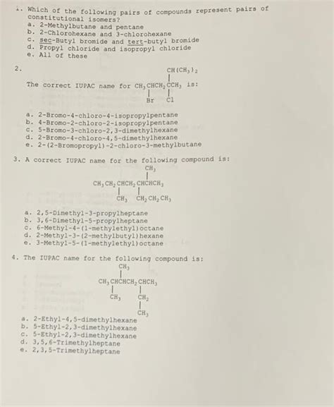 Solved Which Of The Following Pairs Of Compounds Chegg