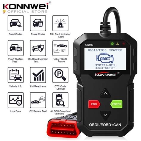 Obd Outil De Diagnostic Konnwei Kw Lecteur De Code De Voiture