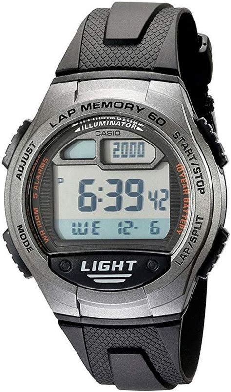 Men S Casio Digital Black Silicone Band 42 Mm Watch W734 1AV