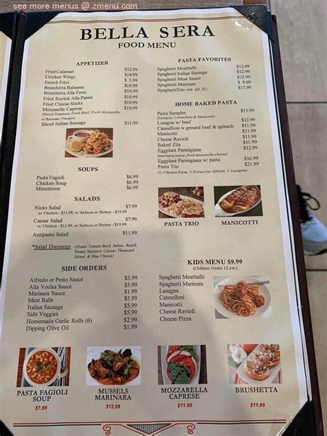 Online Menu Of Bella Sera Restaurant Universal City Texas 78148 Zmenu