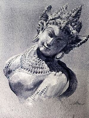 Apsara: Stone Sculpture Painting | Exotic India Art