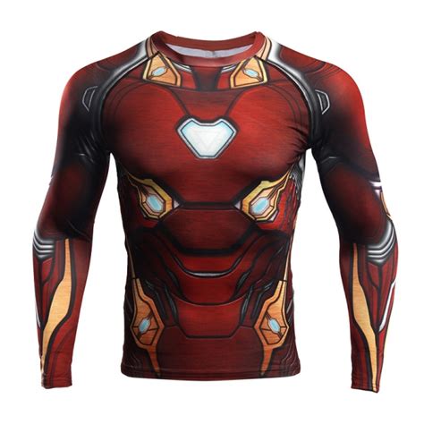 D Guisement Homme Tee Shirt Iron Man Avengers Manches Longues