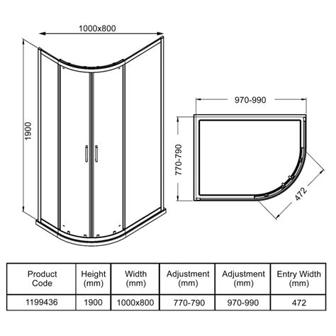 Aqualux Framed 6 Offset Quadrant Shower Enclosure 1000 X 800 1199436