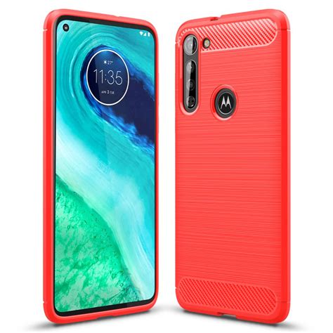 Flexi Slim Carbon Fibre Case For Motorola Moto G8 Red