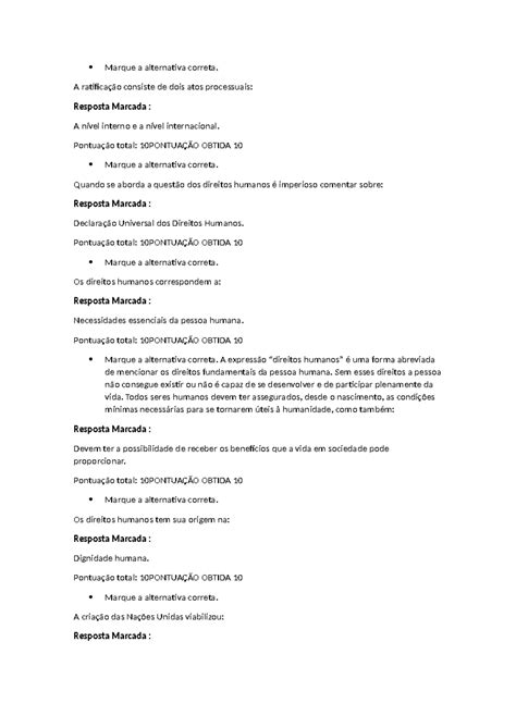 Marque A Alternativa Correta Os Direitos Humanos Correspondem A - Avaliação - Direitos Humanos - Marque a alternativa correta. A ...