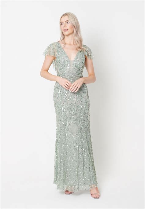 Beauut Embellished Sequins Maxi Galajurk Sage Green Lichtgroen