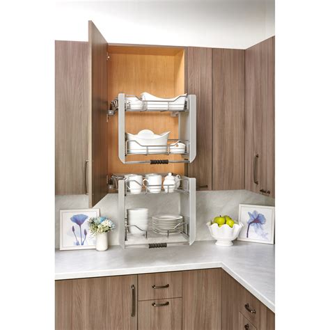 Rev A Shelf 24 Chrome Convenient Wall Cabinet Pull Down Shelf System