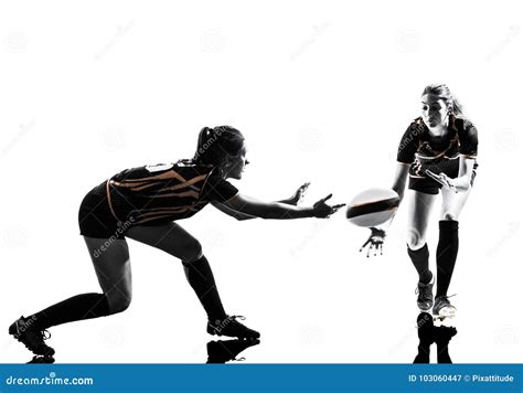 Rugby Women Players Silhouette Stock Image Image Of Studio