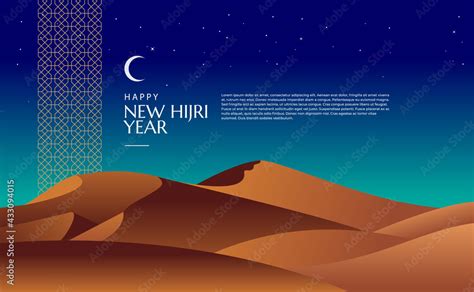 Vektorová Grafika „happy New Hijri Islamic Year Illustration Of The Desert Vector Of Islamic